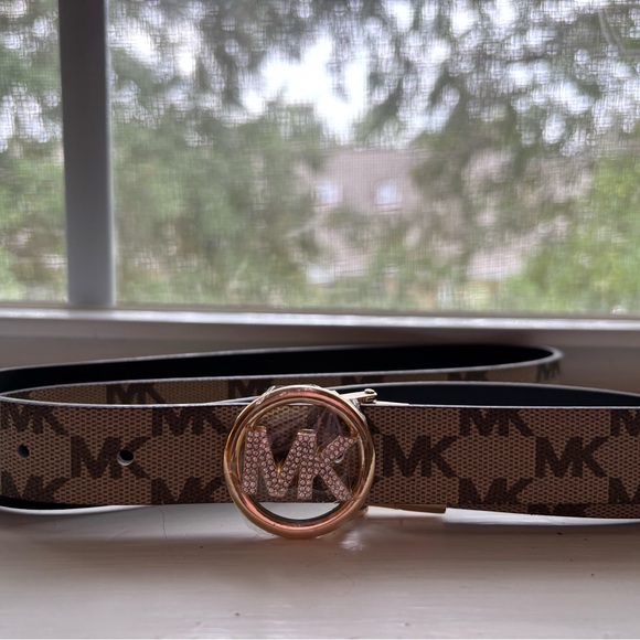 Michael Kors Brown and Gold Logo Belt - Picture 1 of 3